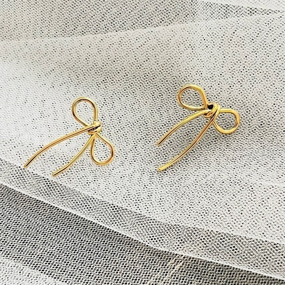 Anthropologie Jewelry - Gold bow earrings dainty new trendy jewel 2025 Anthropologie